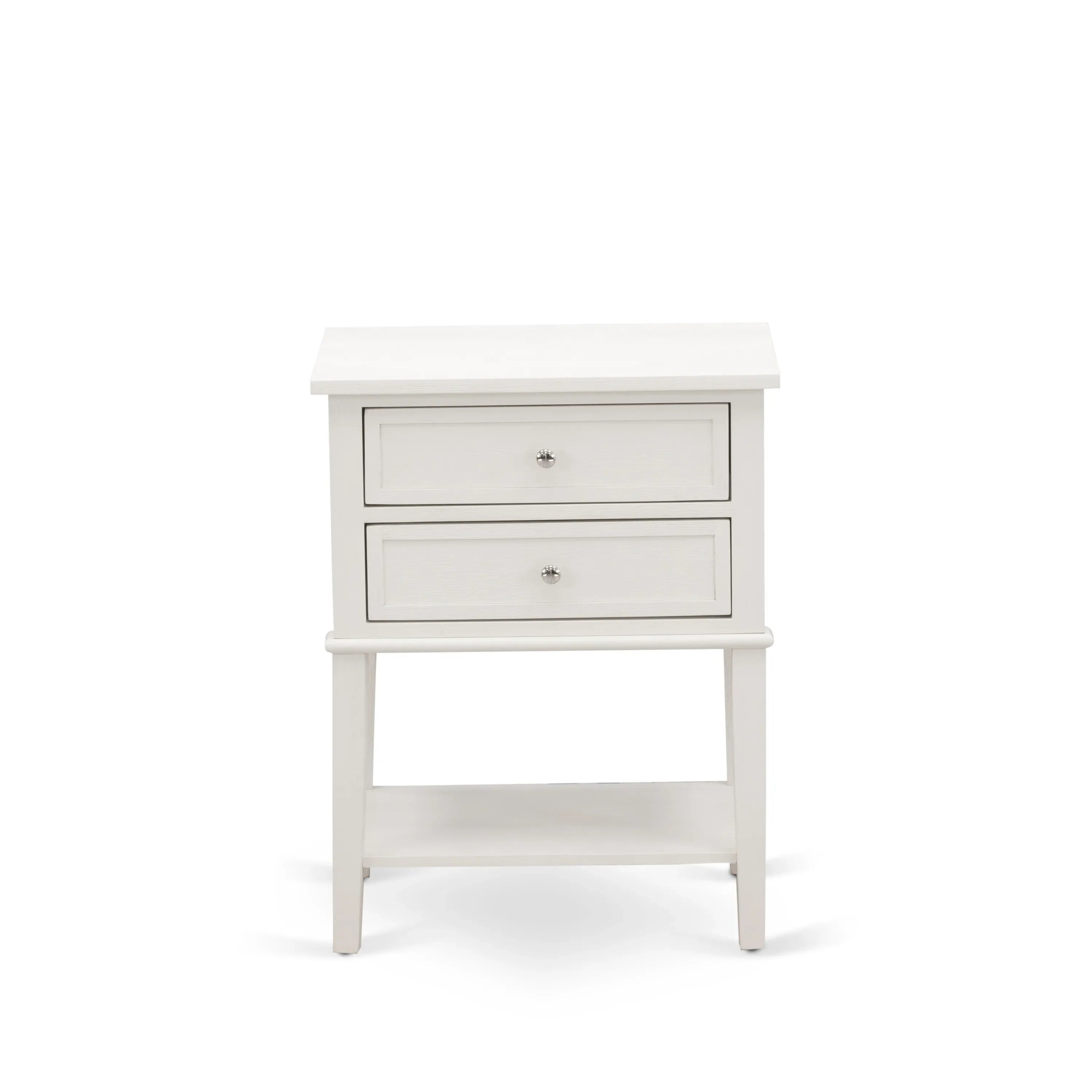 East West Furniture KD16K-1VL0C 2 Piece King Size Bed Set - 1 Bed frame Brown Linen Fabric Padded and Button Tufted Headboard with 1 Small Nightstand - Wire Brushed Butter Cream Finish Nightstand