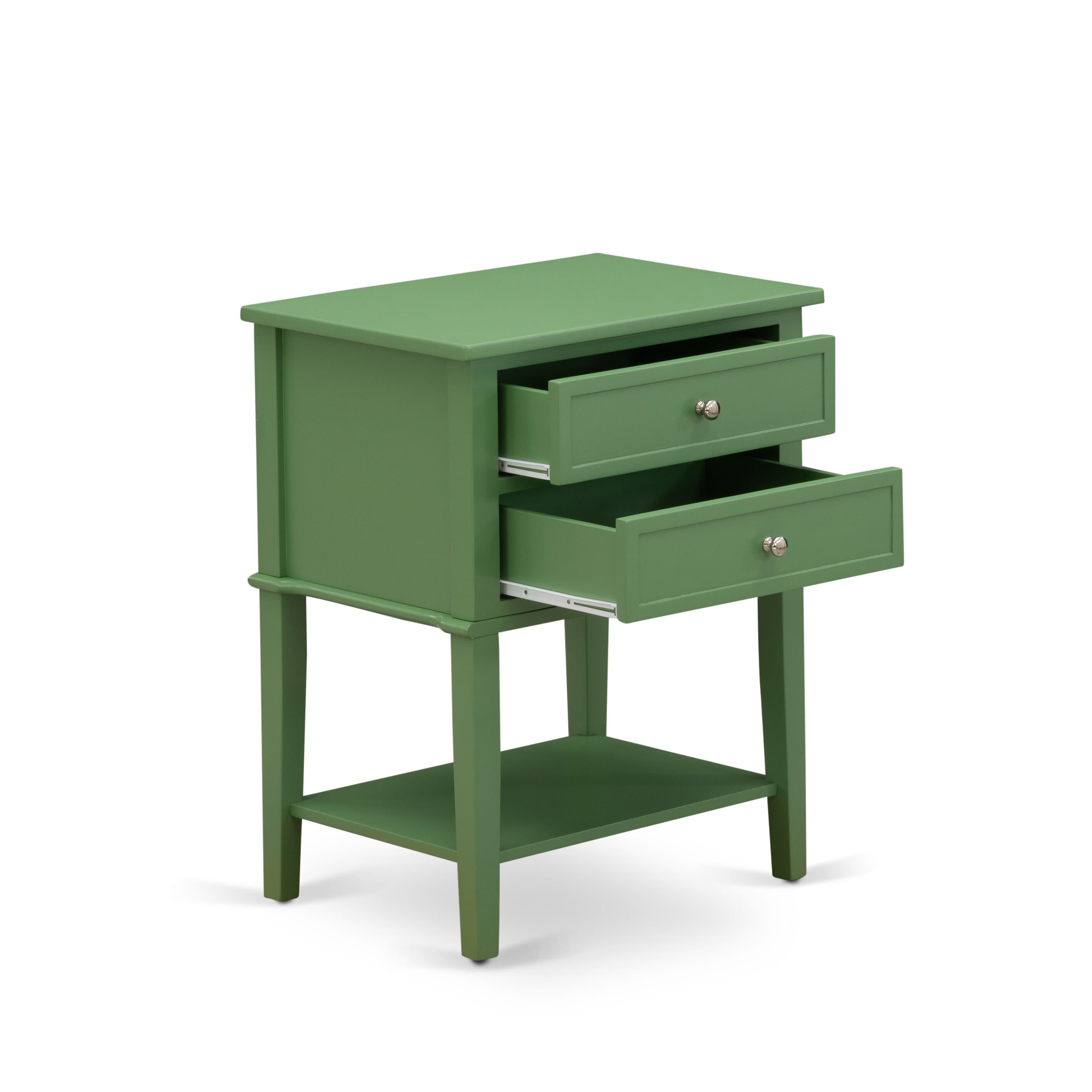 Mesita de noche Valencia VL-12-ET de East West Furniture: mesa auxiliar rectangular con dos cajones para dormitorio