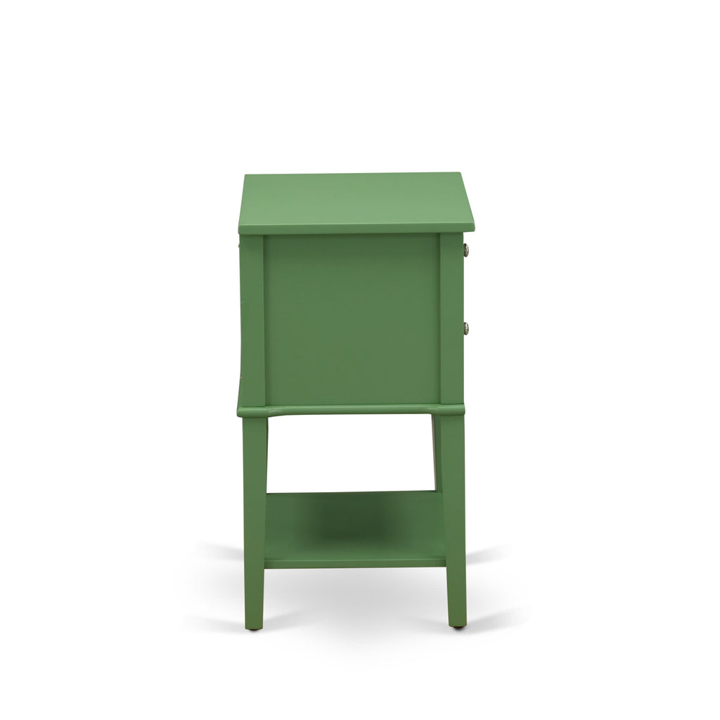 East West Furniture VL-12-ET Valencia Night Stand - Rectangle End Table with 2 Drawers for Bedroom, 16x22 Inch, Clover Green