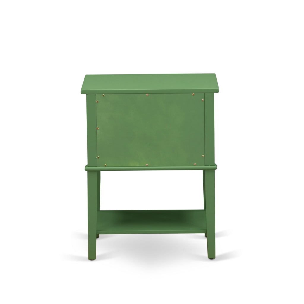 East West Furniture VL-12-ET Valencia Night Stand - Rectangle End Table with 2 Drawers for Bedroom, 16x22 Inch, Clover Green