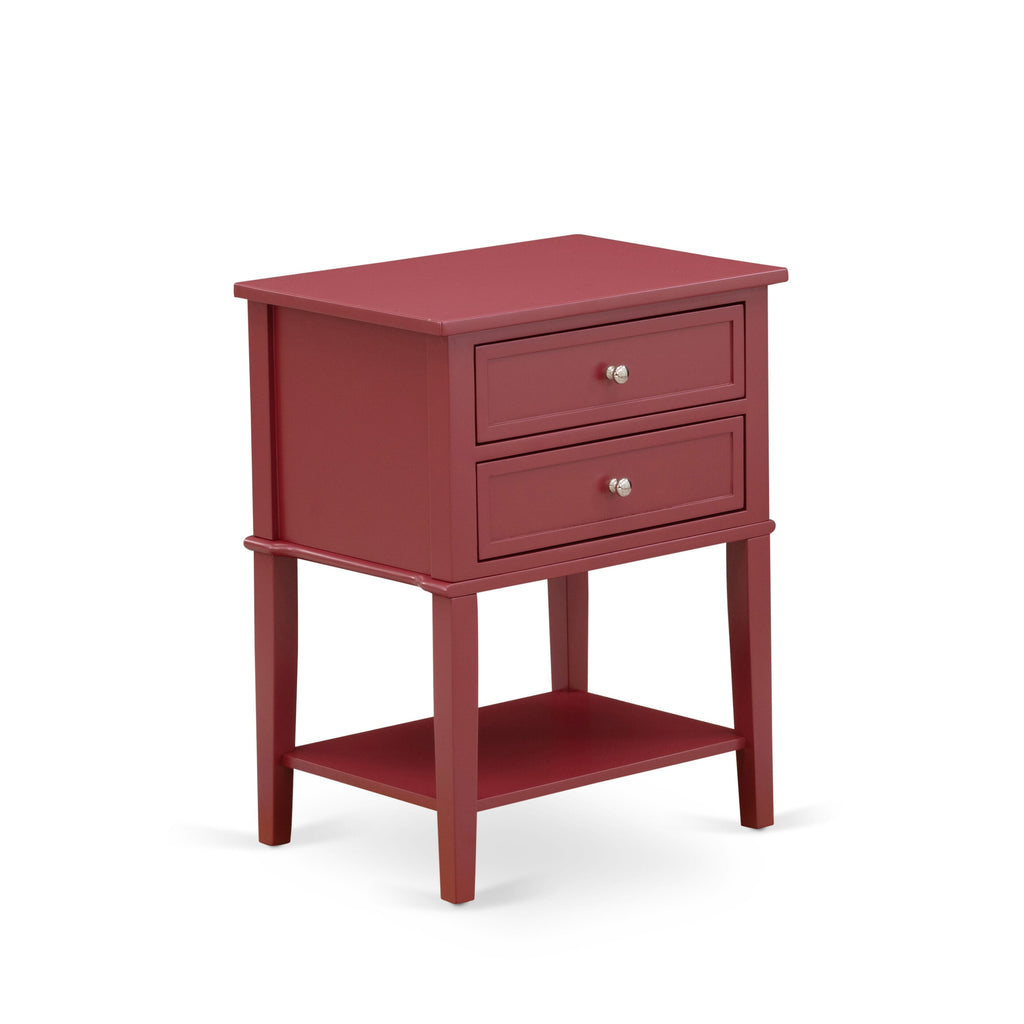 Mesita de noche Valencia VL-13-ET de East West Furniture: moderna mesa auxiliar rectangular con dos cajones para dormitorio