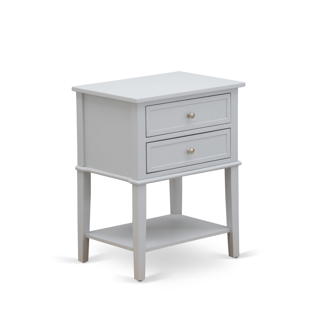 East West Furniture VL-14-ET Valencia Side Table - Rectangle Nightstand with 2 Drawers for Bedroom, 16x22 Inch, Urban Gray