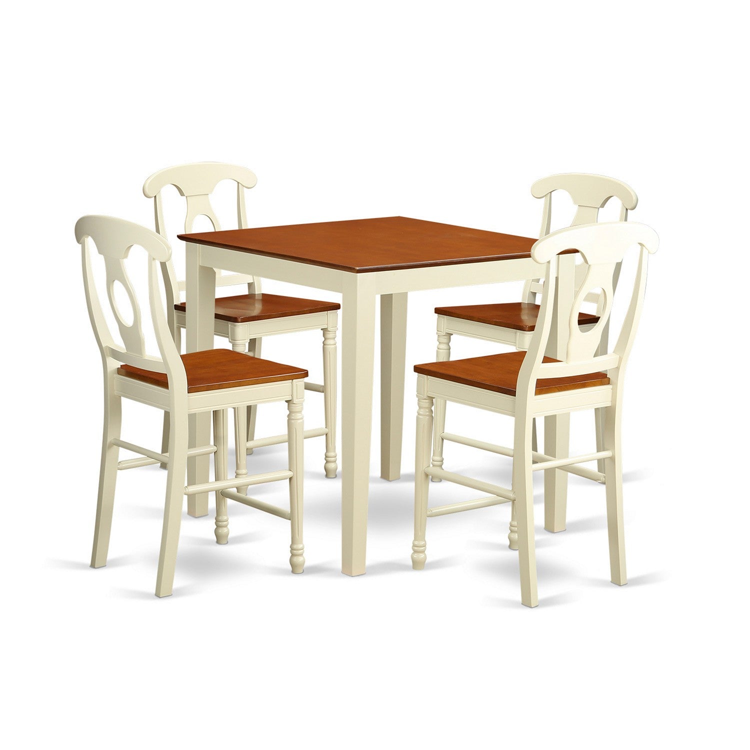 VNKE5-WHI-W 5 Pcpub Table set - high Table and 4 bar stools.