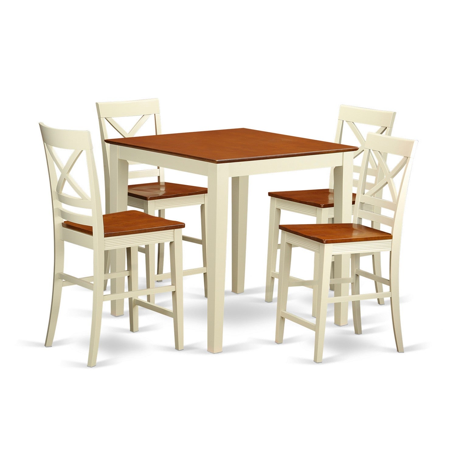 VNQU5-WHI-W PC Dining counter height set - Dining Table and 4 bar stools.