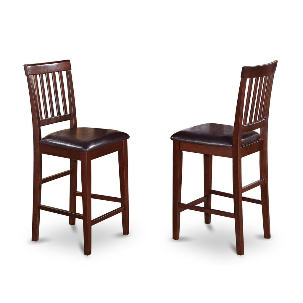 East West Furniture VERN3-MAH-LC 3 Piece Kitchen Counter Height Dining Table Set  Contains a Square Pub Table and 2 Faux Leather Upholstered Chairs