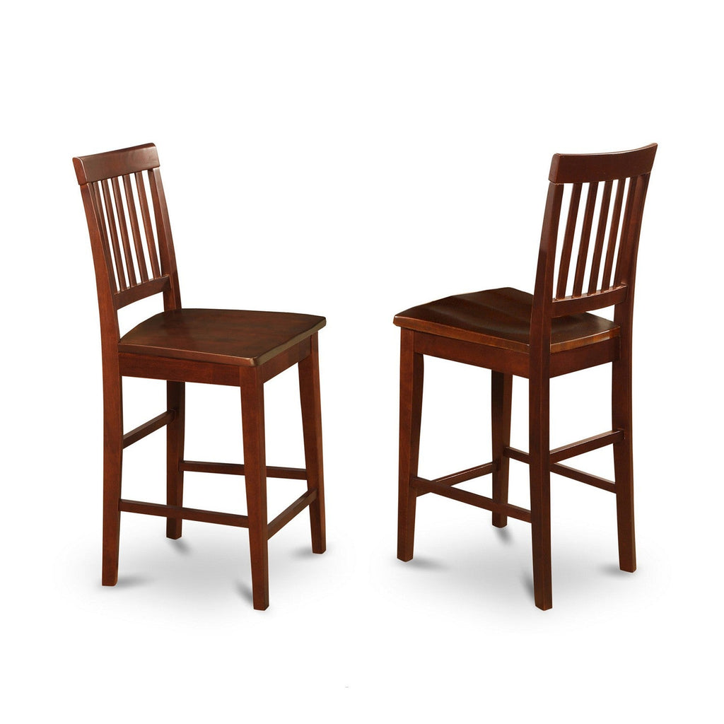 East West Furniture VNS-MAH-W Vernon Modern Counter Stool -  Pub Height Wooden Chairs, Set of 2, Mahogany