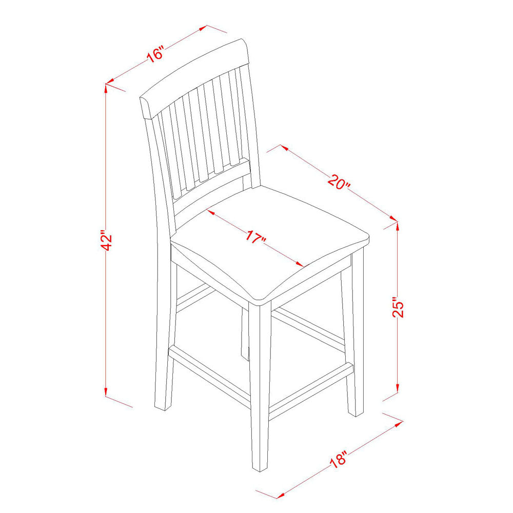 Juego de comedor de 5 piezas East West Furniture VERN5-WHI-C con altura de mostrador. Incluye una mesa de comedor cuadrada y 4 sillas de comedor de cocina de tela de lino.