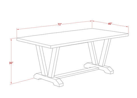 VT027 V-Style 40x72 Rectangular Solid Wood Dining Table - Wirebrushed Linen White Color
