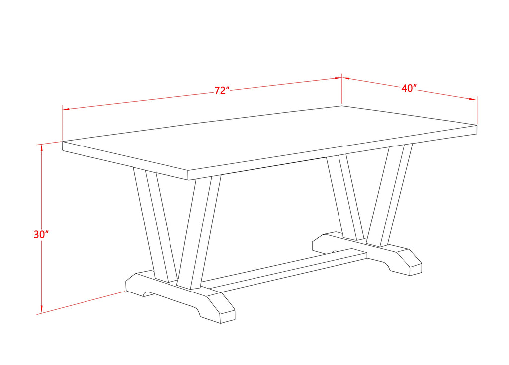 V027EN257-6 6Pc Dining Room Set - 40x72" Rectangular Table, 4 Parson Dining Chairs and a Bench - Wirebrushed Linen White Color