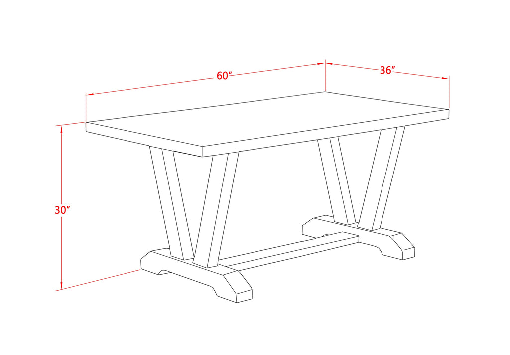 East West Furniture VT076 V-Style Modern Dining Table - a Rectangle Kitchen Table Top with Stylish Legs, 36x60 Inch, Multi-Color