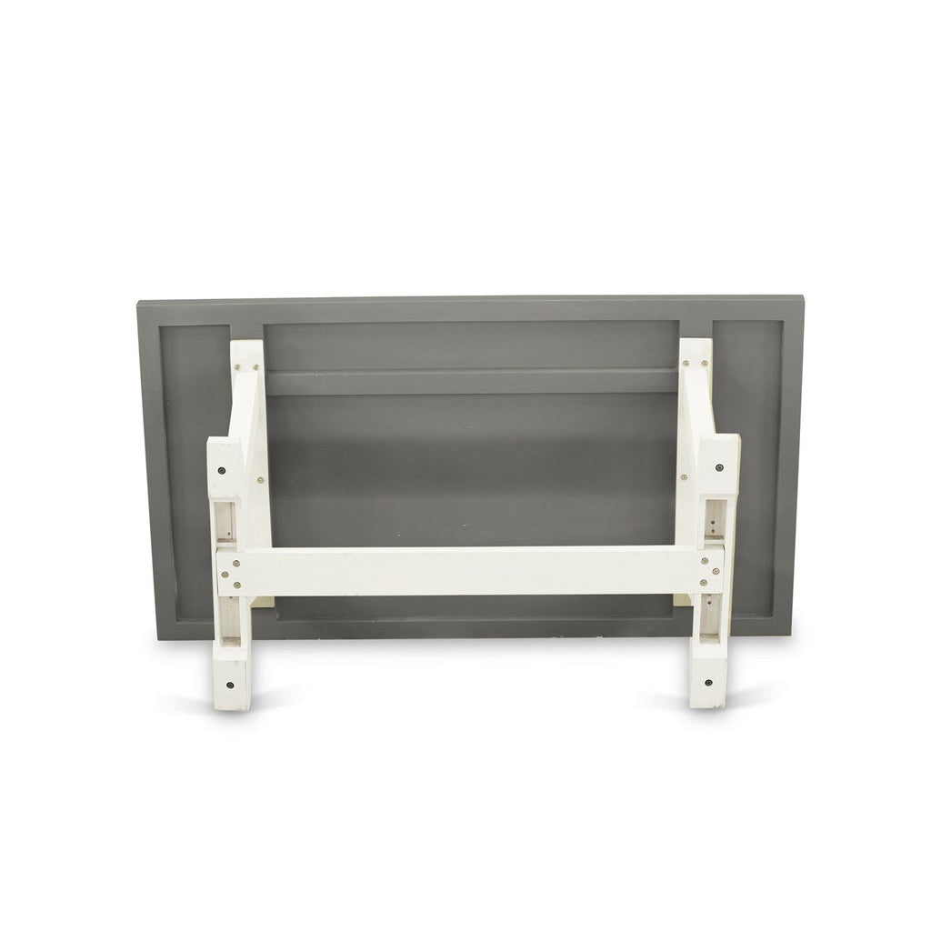 Juego de mesa de comedor moderna de 9 piezas East West Furniture V097BA201-9. Incluye una mesa rectangular de madera con patas en V y 8 sillas de comedor Parson de tela de lino color crema.