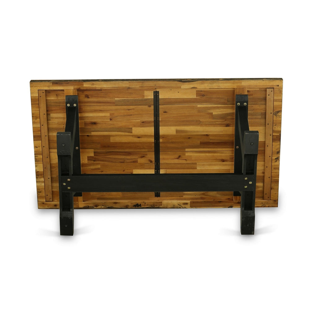 East West Furniture VT677 V-Style Mid-Century Modern Dining Table - a Rectangle Solid Wood Table Top with Stylish Legs
