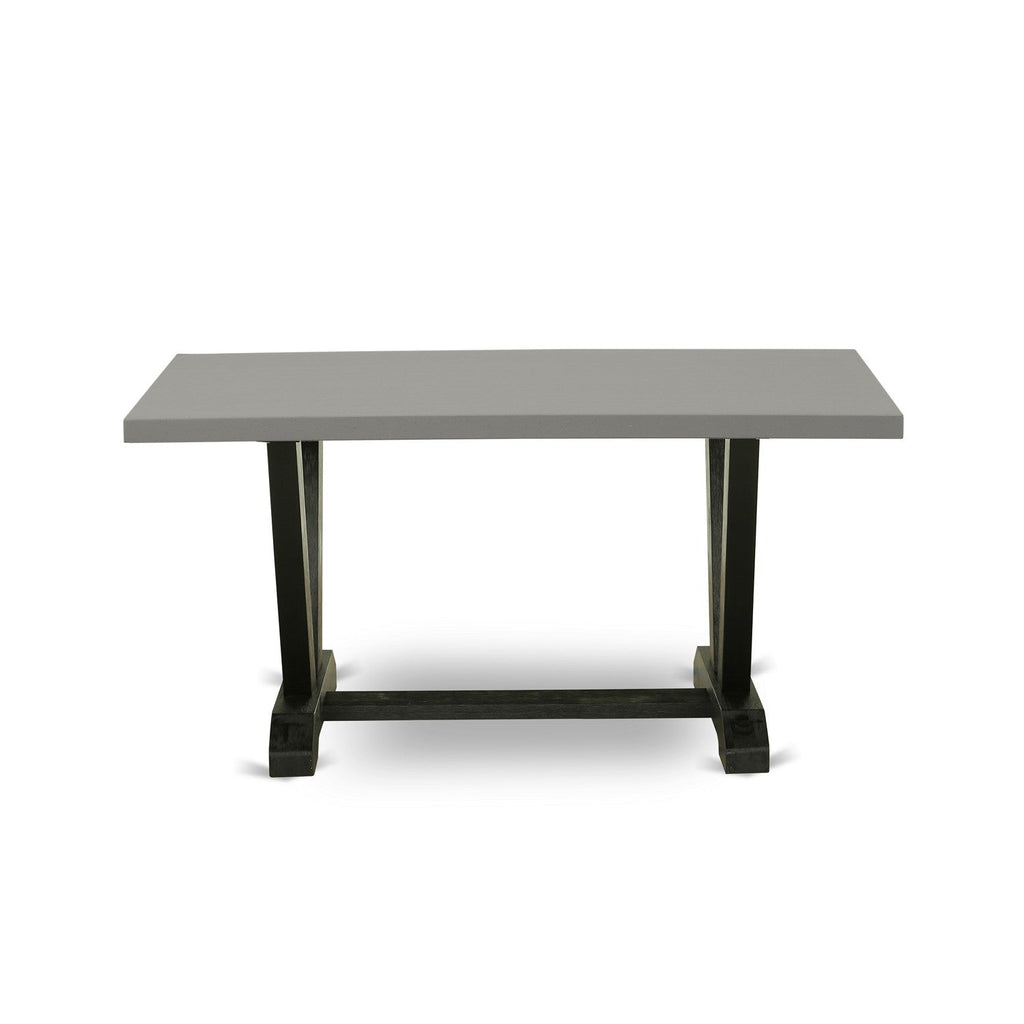 East West Furniture VT696 V-Style Modern Kitchen Table - a Rectangle Dining Table Top with Stylish Legs