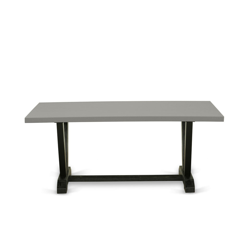East West Furniture VT697 V-Style Modern Kitchen Table - a Rectangle Dining Table Top with Stylish Legs, 40x72 Inch, Multi-Color