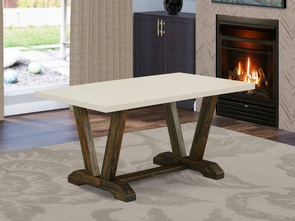 East West Furniture VT726 V-Style Dining Table - a Rectangle Wooden Table Top with Stylish Legs