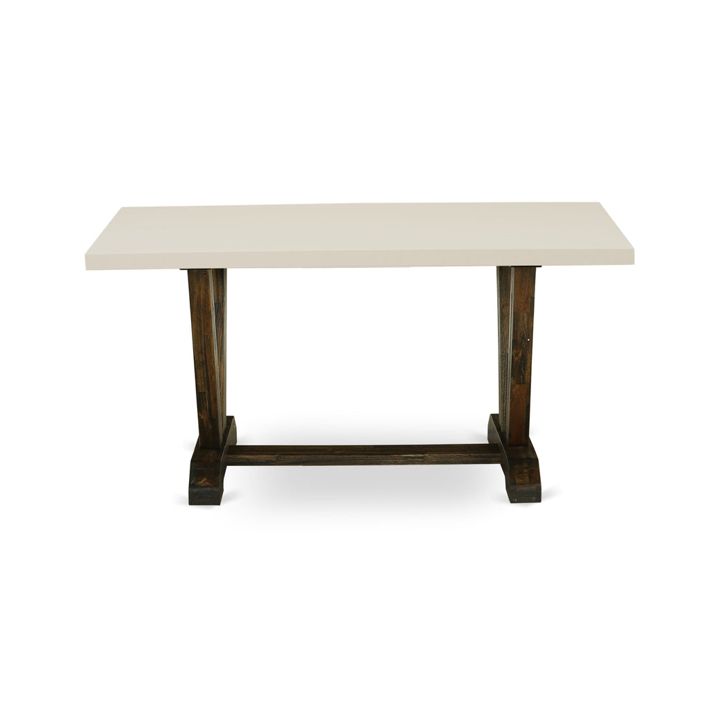 East West Furniture VT726 V-Style Dining Table - a Rectangle Wooden Table Top with Stylish Legs