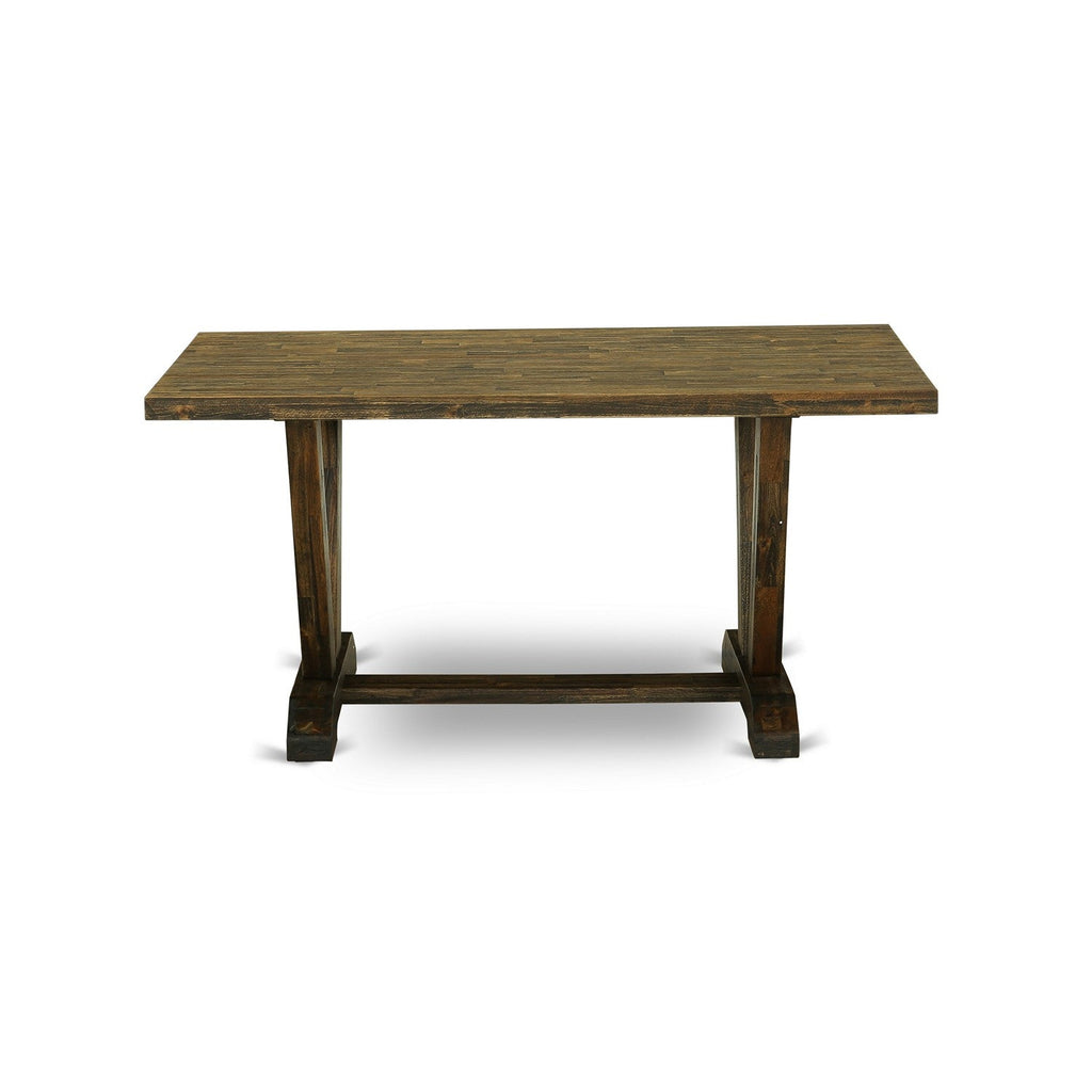 East West Furniture VT776 V-Style Kitchen Dining Table - a Rectangle Wooden Table Top with Stylish Legs, 36x60 Inch, Distressed Jacobean