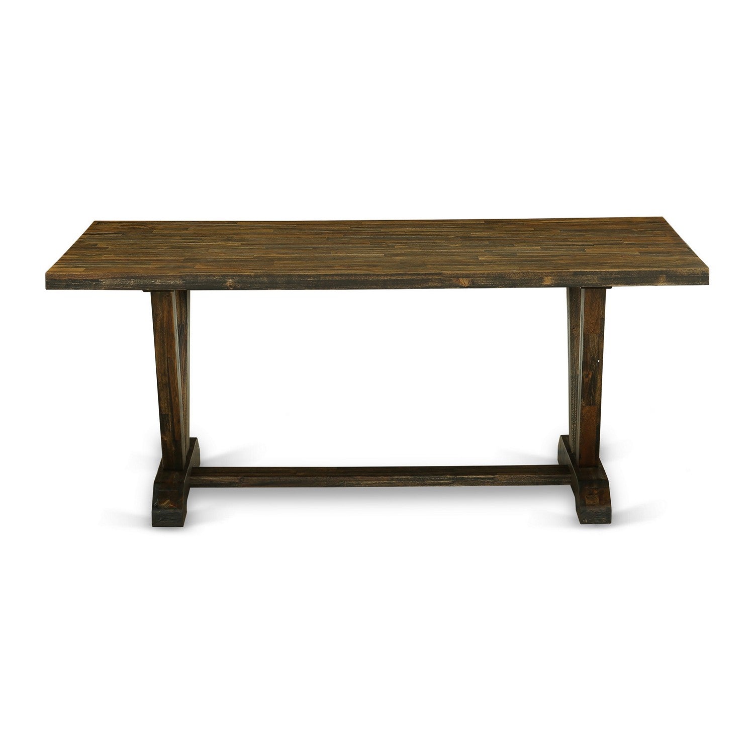 East West Furniture V777EL718-5 5-Pc rectangular Dinette SetIncluded 4 Dining chairs Upholstered Seat and High Button Tufted Chair Back and Rectangular Dining Table with Distressed Jacobean Dining Table top (Distressed Jacobean Finish)