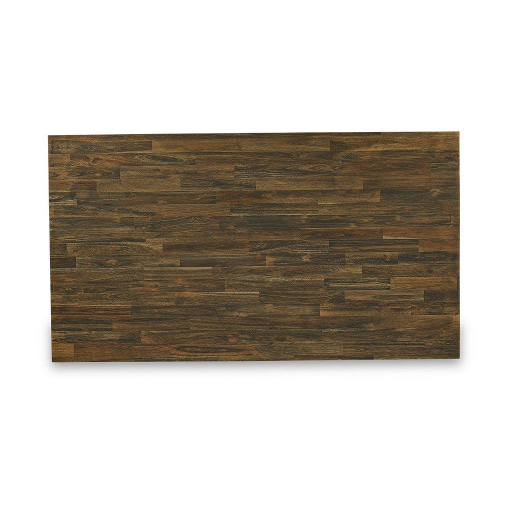 Juego de mesa de comedor moderna de 5 piezas East West Furniture V777EL718-5. Incluye una mesa rectangular de madera con patas en V y 4 sillas de comedor Parson de tela de lino marrón.