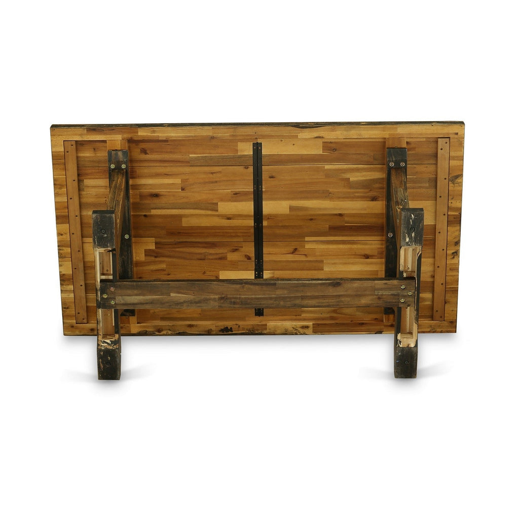 East West Furniture VT777 V-Style Dining Room Table - a Rectangle Solid Wood Table Top with Stylish Legs