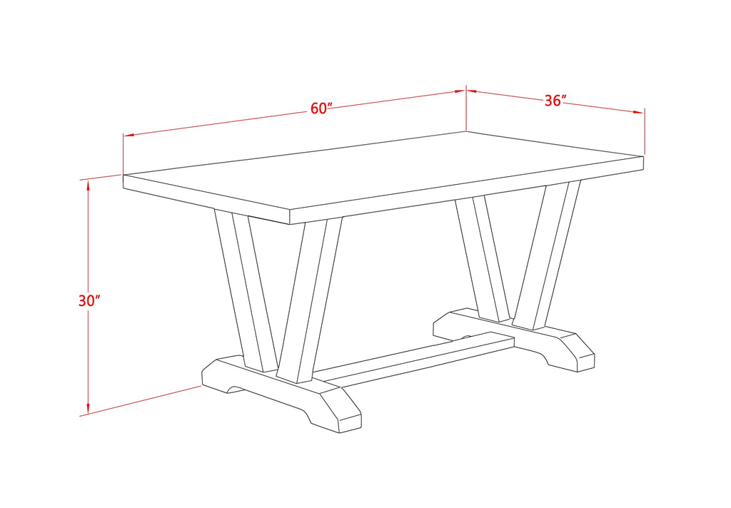 East West Furniture V796MZN32-6 6 Piece Dining Set Contains a Rectangle Dining Room Table with V-Legs and 4 Light Beige Linen Fabric Upholstered Chairs with a Bench, 36x60 Inch, Multi-Color
