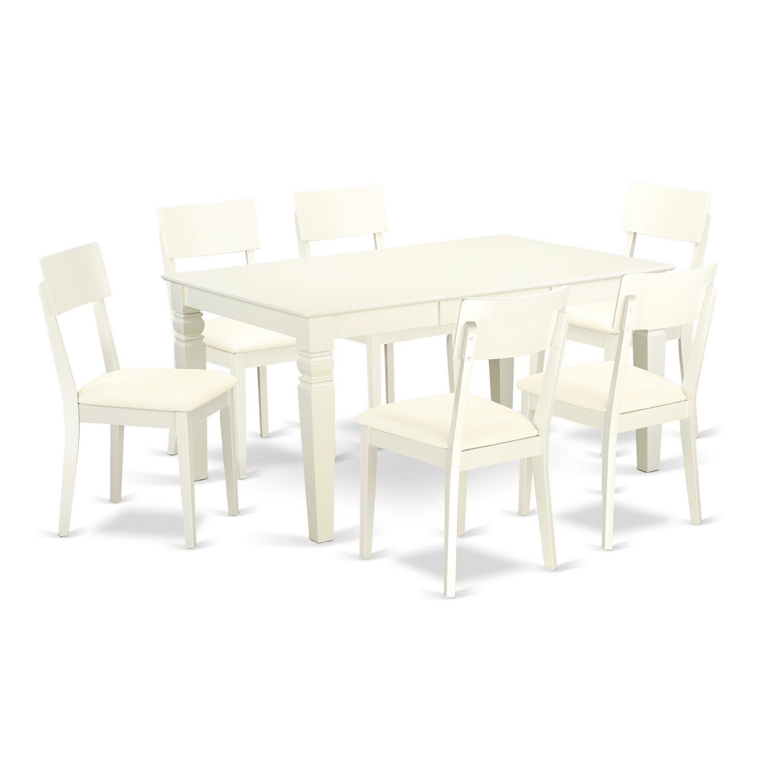 WEAD7-WHI-LC 7 Pc Dining Set With One Weston Dinning Table And 6 Faux Leather Kitchen Area Chairs Finished In A Luxurious Linen White Color.