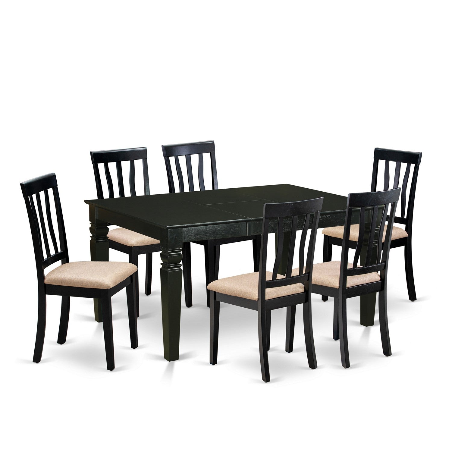 WEAN7-BLK-C 7 Pc Table set -Dining Table and 6 Dining Chairs