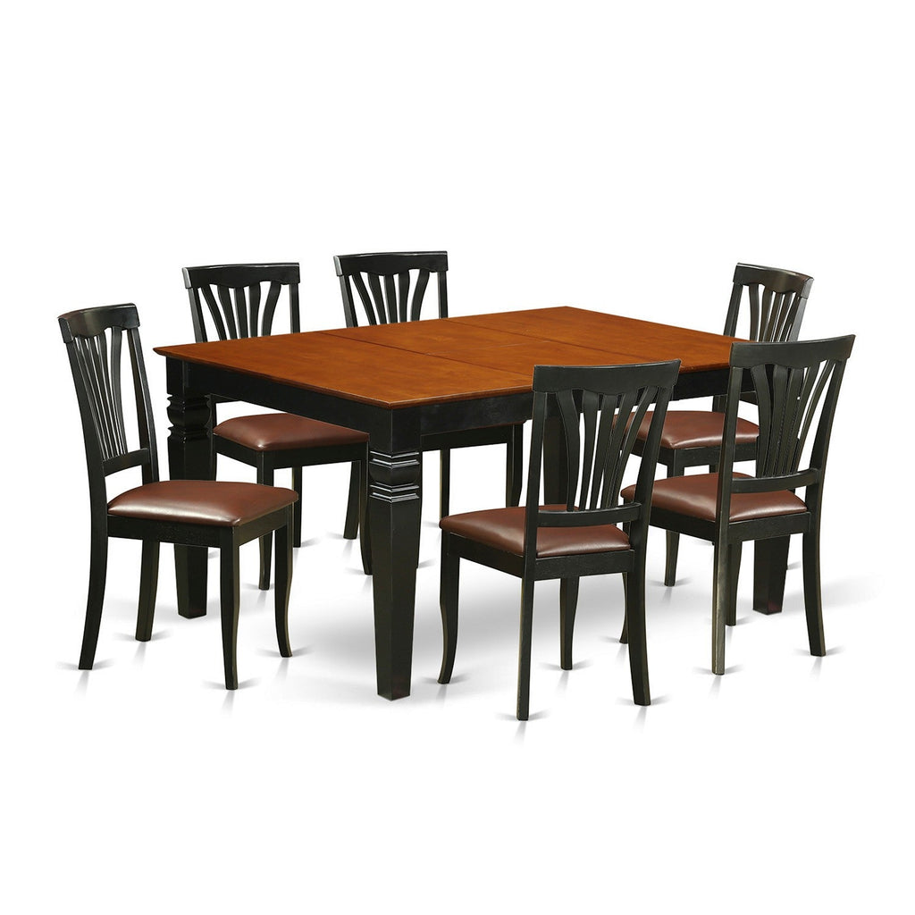 East West Furniture WEAV7-BCH-LC 7 Piece Kitchen Table & Chairs Set Consist of a Rectangle Dining Table with Butterfly Leaf and 6 Faux Leather Dining Room Chairs