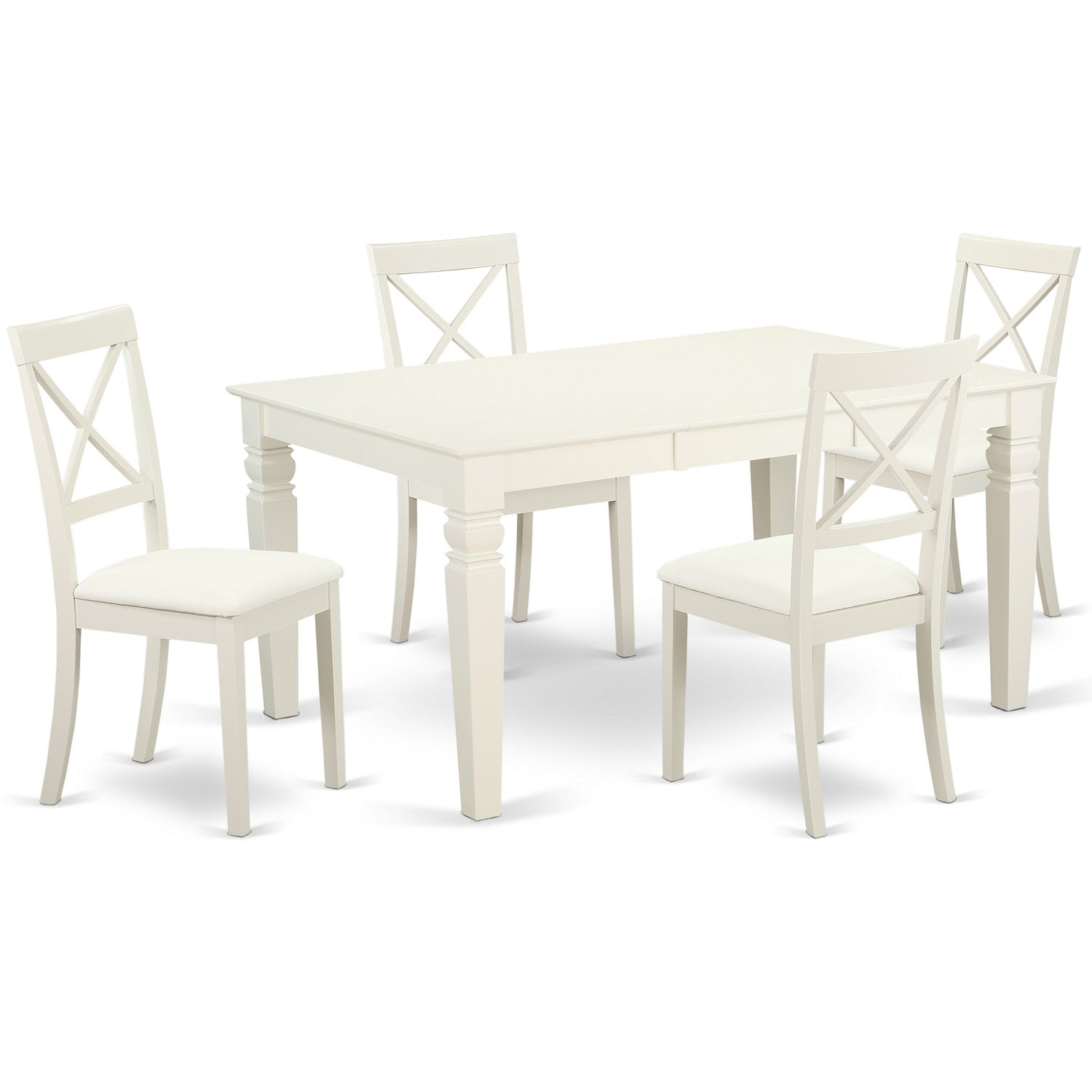 Juego de mesa de comedor de 7 piezas WEBO7-LWH-LC de East West Furniture. Incluye una mesa rectangular con diseño de hojas de mariposa y 6 sillas de comedor de piel sintética.