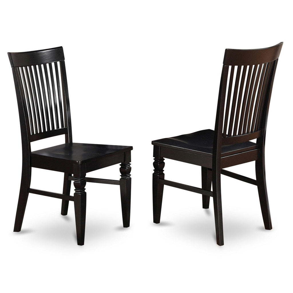 East West Furniture WEC-BLK-W Weston Dining Chairs - Slat Back Wood Seat Kitchen Chairs, Set of 2, Black