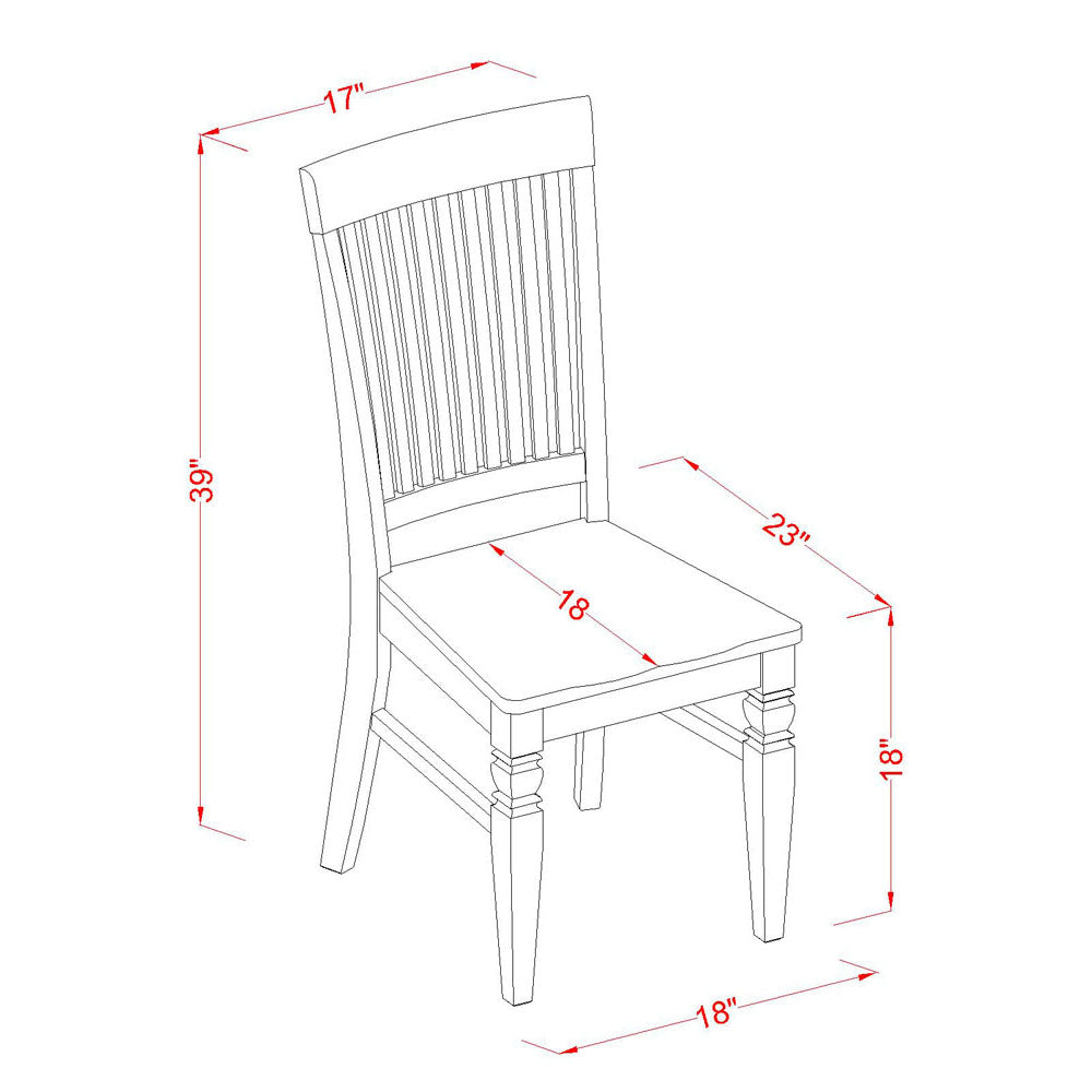 East West Furniture WEC-BLK-W Weston Dining Chairs - Slat Back Wood Seat Kitchen Chairs