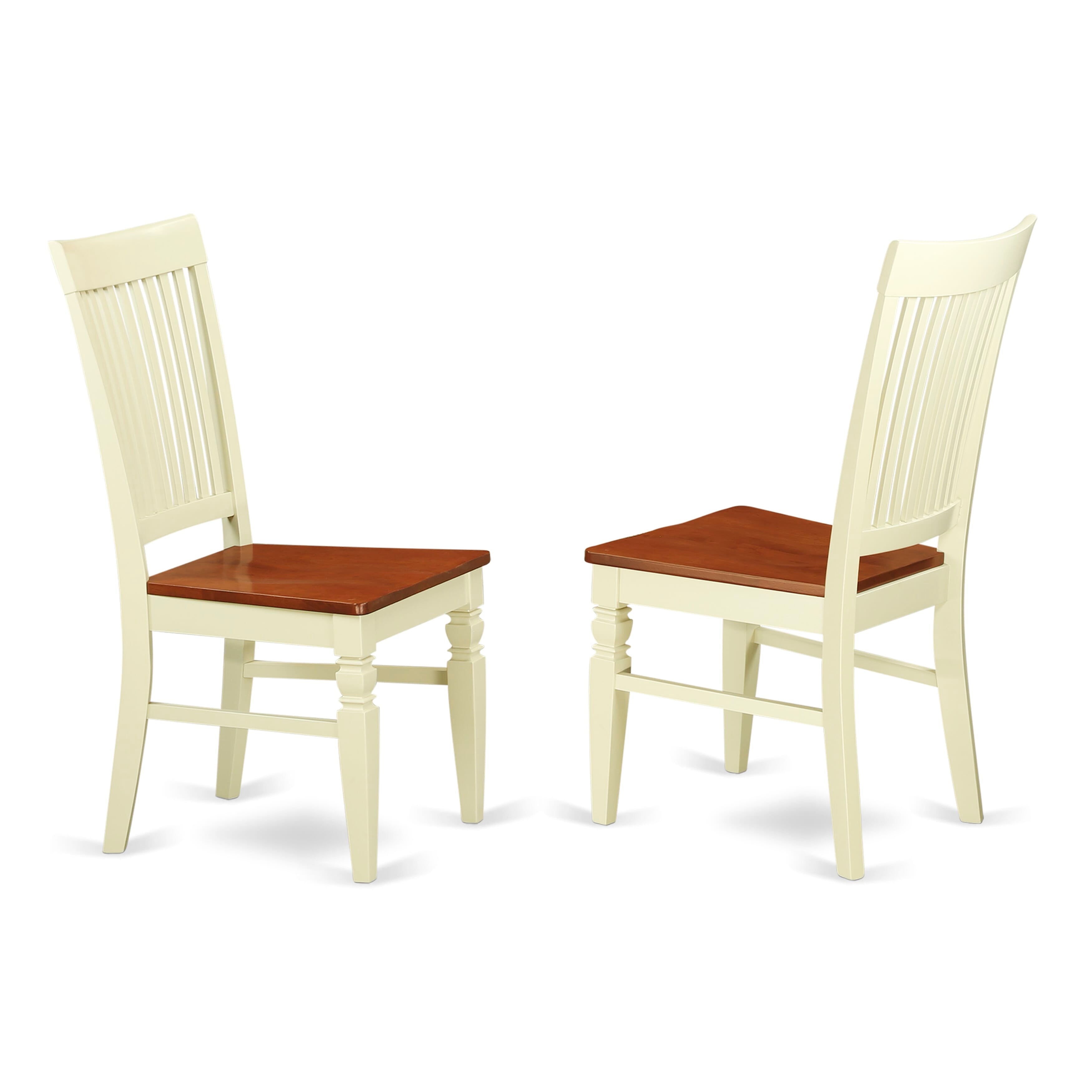 East West Furniture MZWE3-WHI-W 3 Pieces Dinette set - Robust Two 9-Inch Drop Down Leaves Real Wood Dining Table and 2 Hardwood Seat Kitchen Chairs, Buttermilk and Cherry Finish
