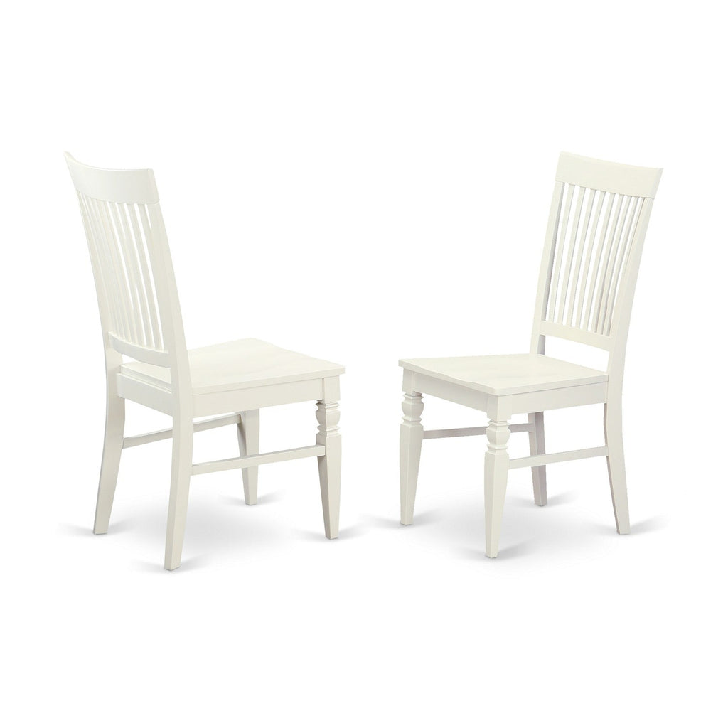 East West Furniture WEC-WHI-W Weston Dining Room Chairs - Slat Back Wood Seat Chairs, Set of 2, Linen White