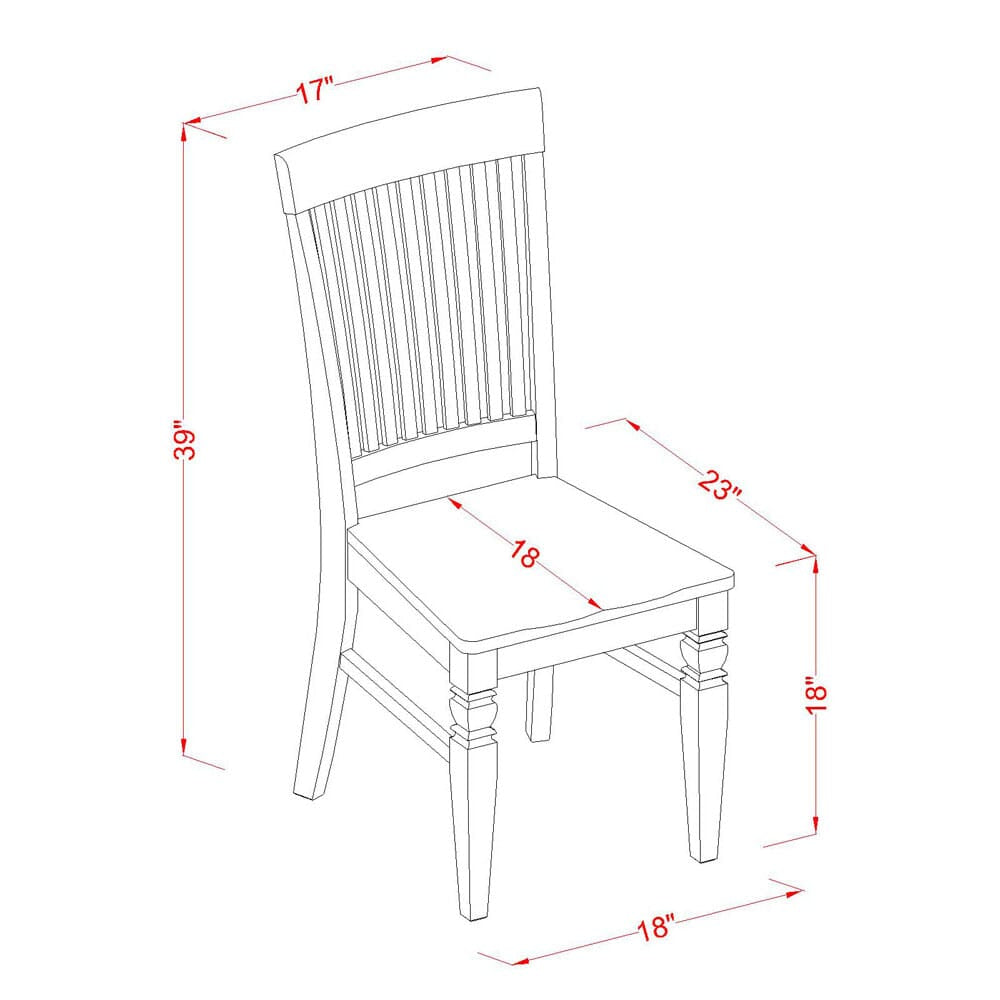 Juego de mesa de comedor moderna de 3 piezas East West Furniture MZWE3-LWH-W. Incluye una mesa rectangular de madera con alas abatibles y 2 sillas de comedor.
