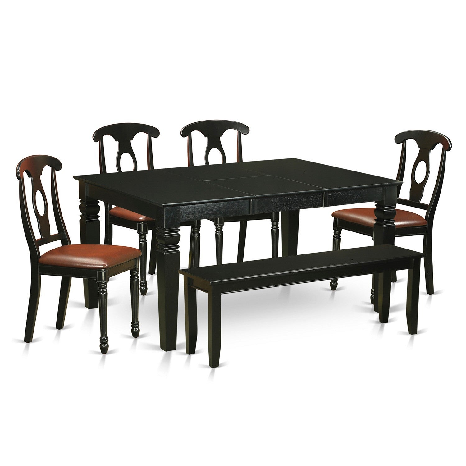 WEKE6D-BLK-LC 6 Pc Table and chair set - Dinette Table and 4 Kitchen Chairs plus Bench
