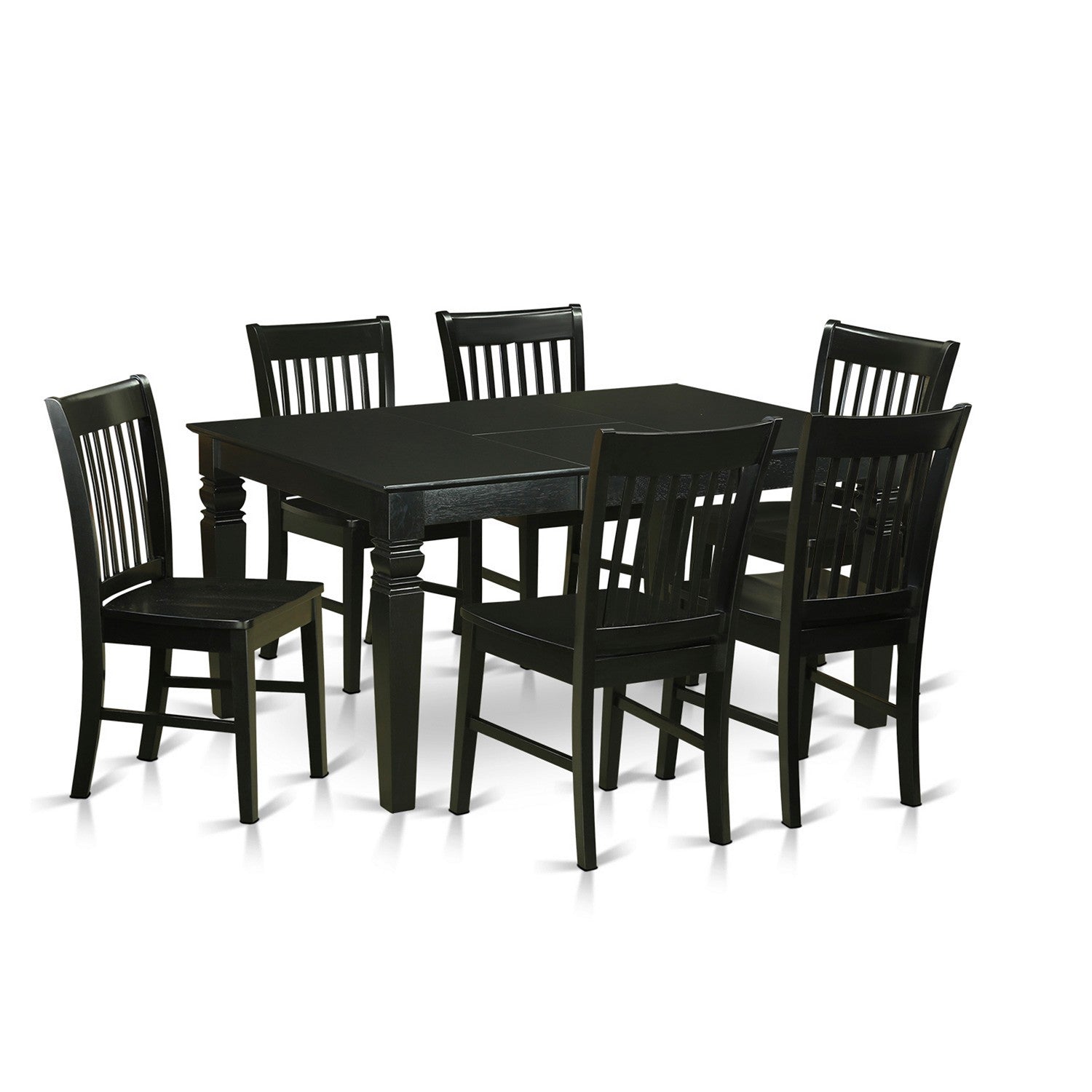 WENO7-BLK-W 7 PC Dining room set -Dinette Table and 6 Dining Chairs