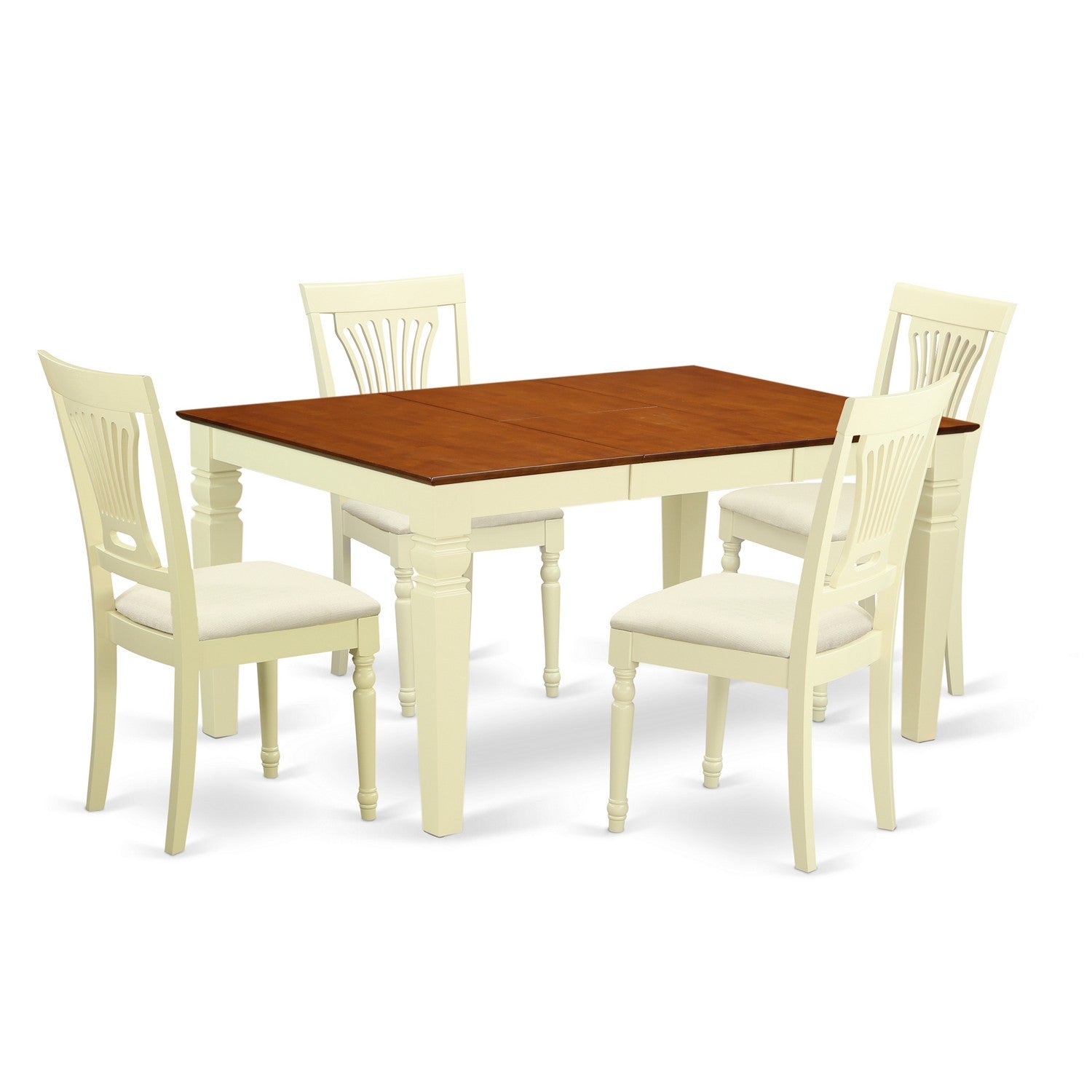 WEPL5-BMK-C 5 Pc Kitchen table set with a Dining Table and 4 Kitchen Chairs in Buttermilk and Cherry