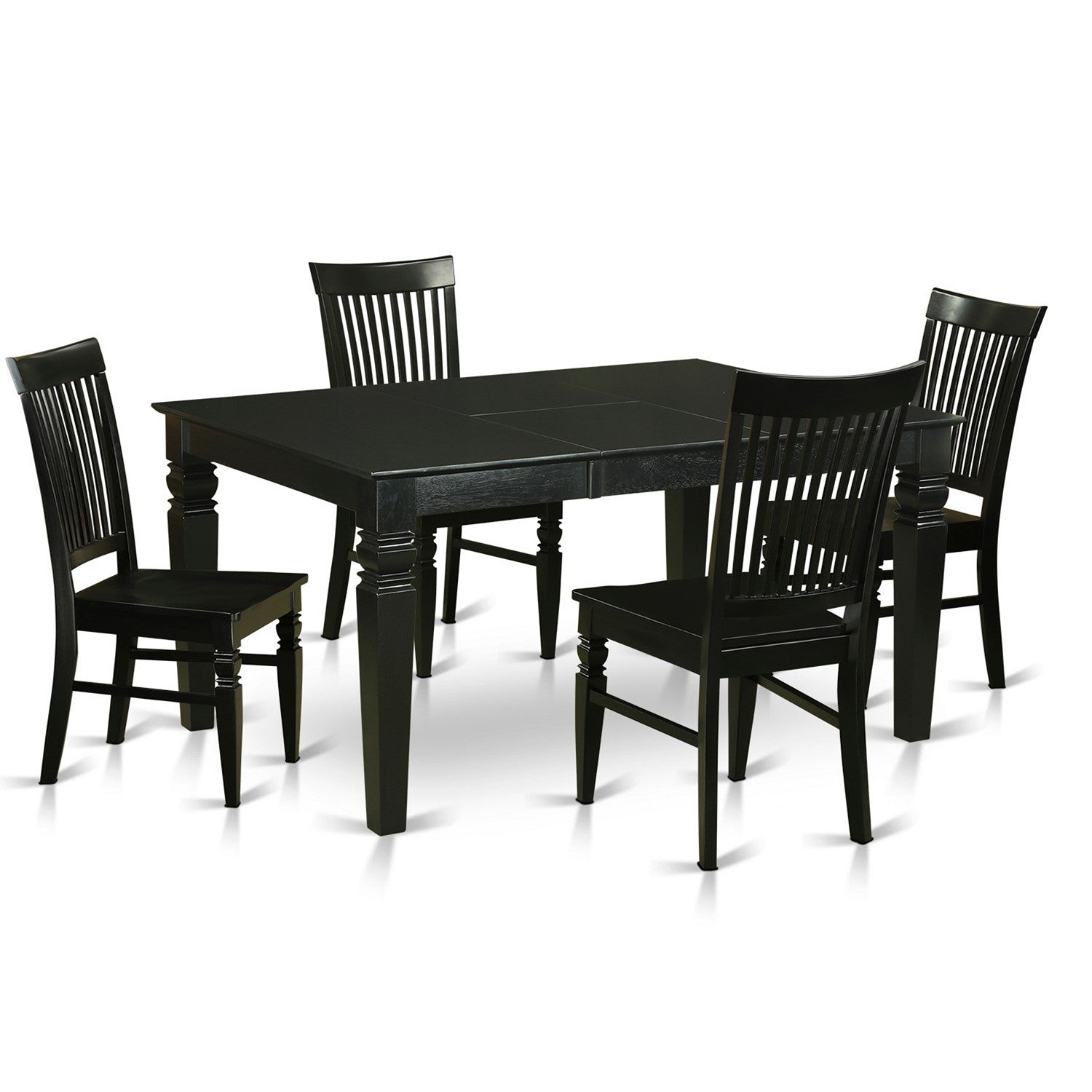Juego de mesa de comedor East West Furniture WEST5-BLK-W de 5 piezas para 4 personas. Incluye una mesa de cocina rectangular con diseño de hojas de mariposa y 4 sillas de comedor.