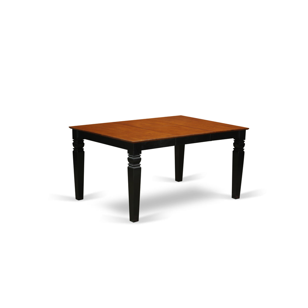 East West Furniture WET-BCH-TL Weston Modern Dining Table - a Rectangle Kitchen Table Top with Butterfly Leaf & Stylish Legs, 42x60 Inch, Black & Cherry