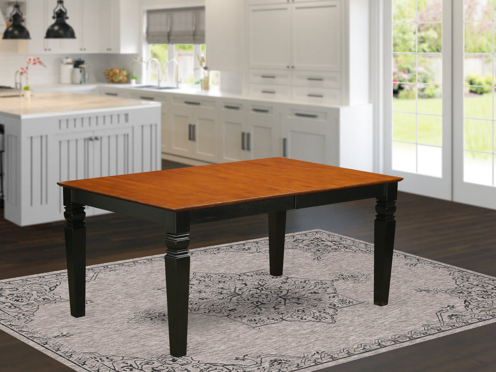 East West Furniture WET-BCH-TL Weston Modern Dining Table - a Rectangle Kitchen Table Top with Butterfly Leaf & Stylish Legs, 42x60 Inch, Black & Cherry