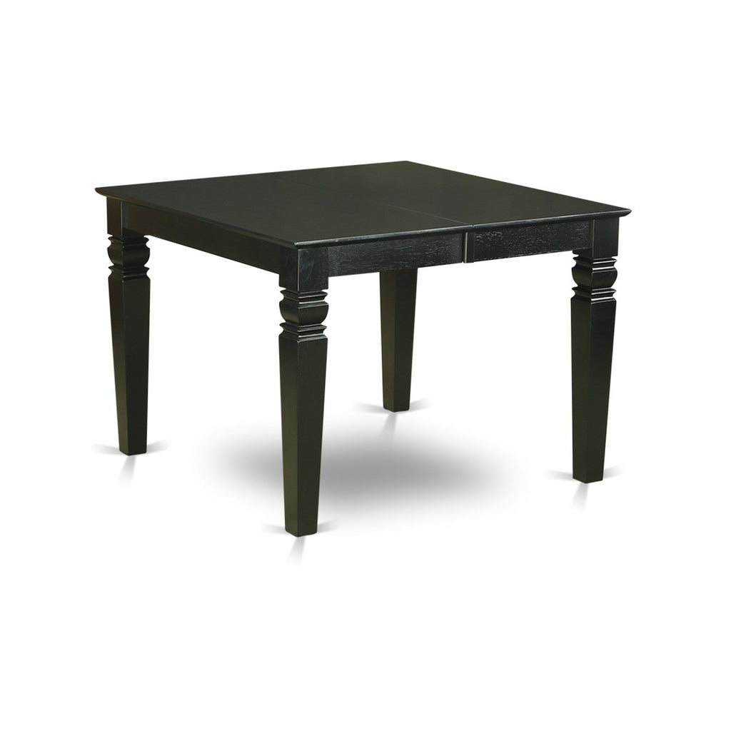 East West Furniture WECE5-BLK-21 5 Piece Dining Room Set Includes a Rectangle Wooden Table with Butterfly Leaf and 4 Mineral Blue Linen Fabric Parson Dining Chairs