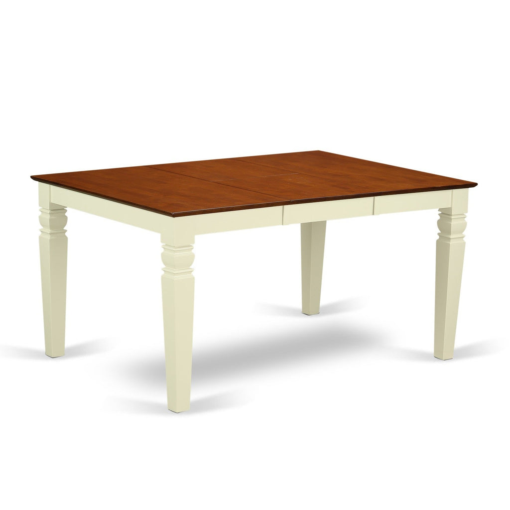 East West Furniture WEST5-BMK-W 5 Piece Dining Room Table Set Includes a Rectangle Wooden Table with Butterfly Leaf and 4 Kitchen Dining Chairs