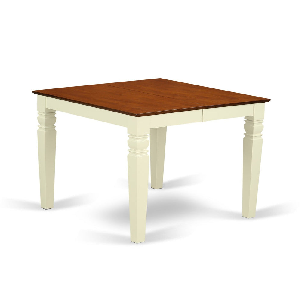 East West Furniture WEST5-BMK-W 5 Piece Dining Room Table Set Includes a Rectangle Wooden Table with Butterfly Leaf and 4 Kitchen Dining Chairs