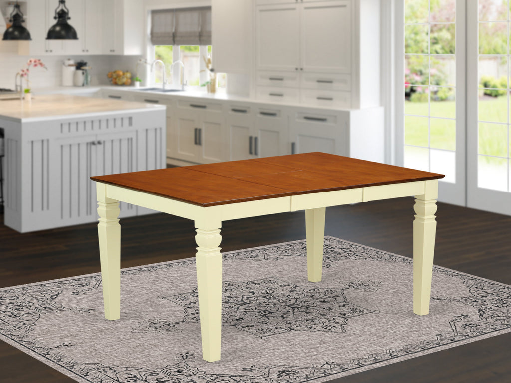 East West Furniture WET-BMK-TL Weston Dining Table - a Rectangle Wooden Table Top with Butterfly Leaf & Stylish Legs, 42x60 Inch, Buttermilk & Cherry