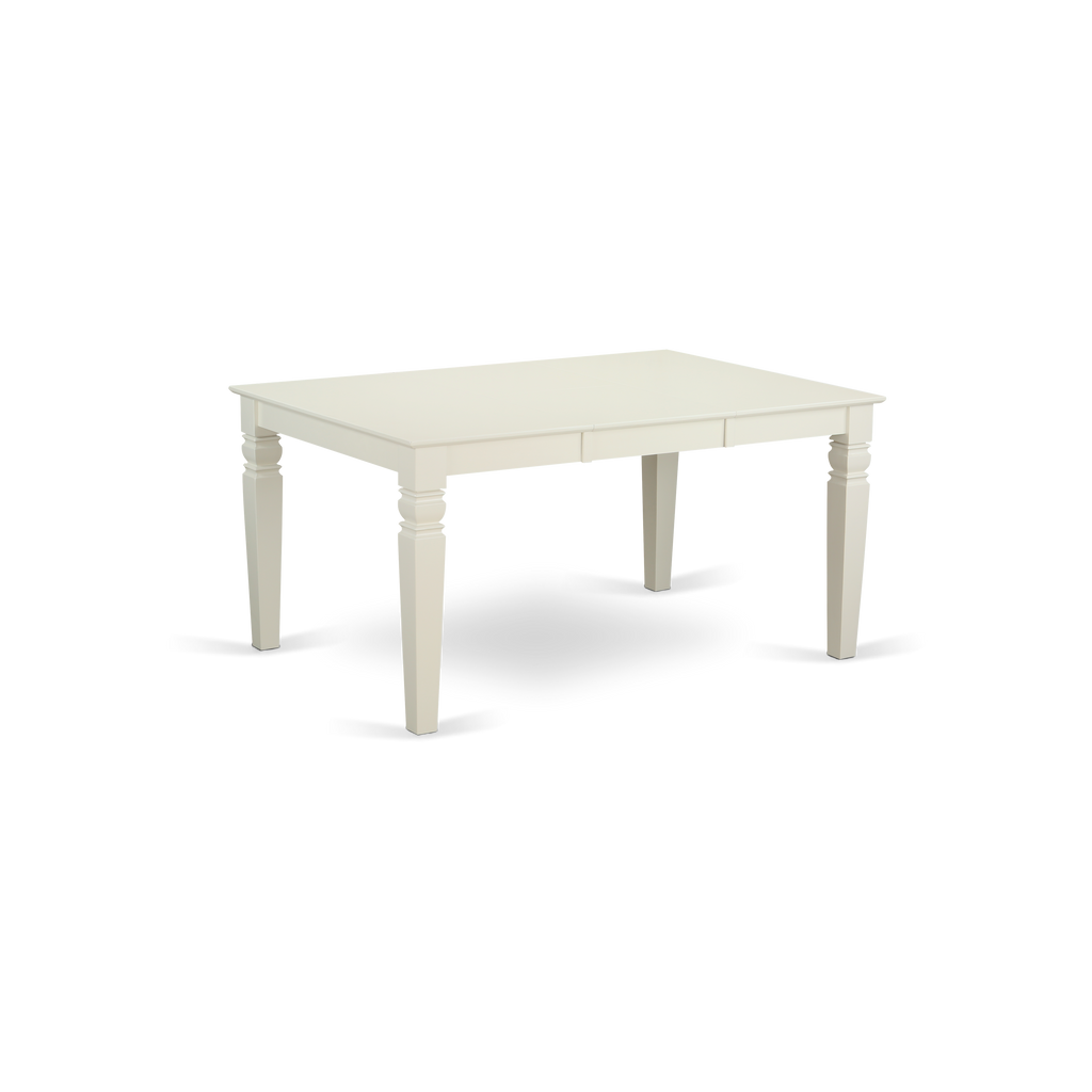 East West Furniture WET-WHI-TL Weston Modern Kitchen Table - a Rectangle Dining Table Top with Butterfly Leaf & Stylish Legs, 42x60 Inch, Linen White