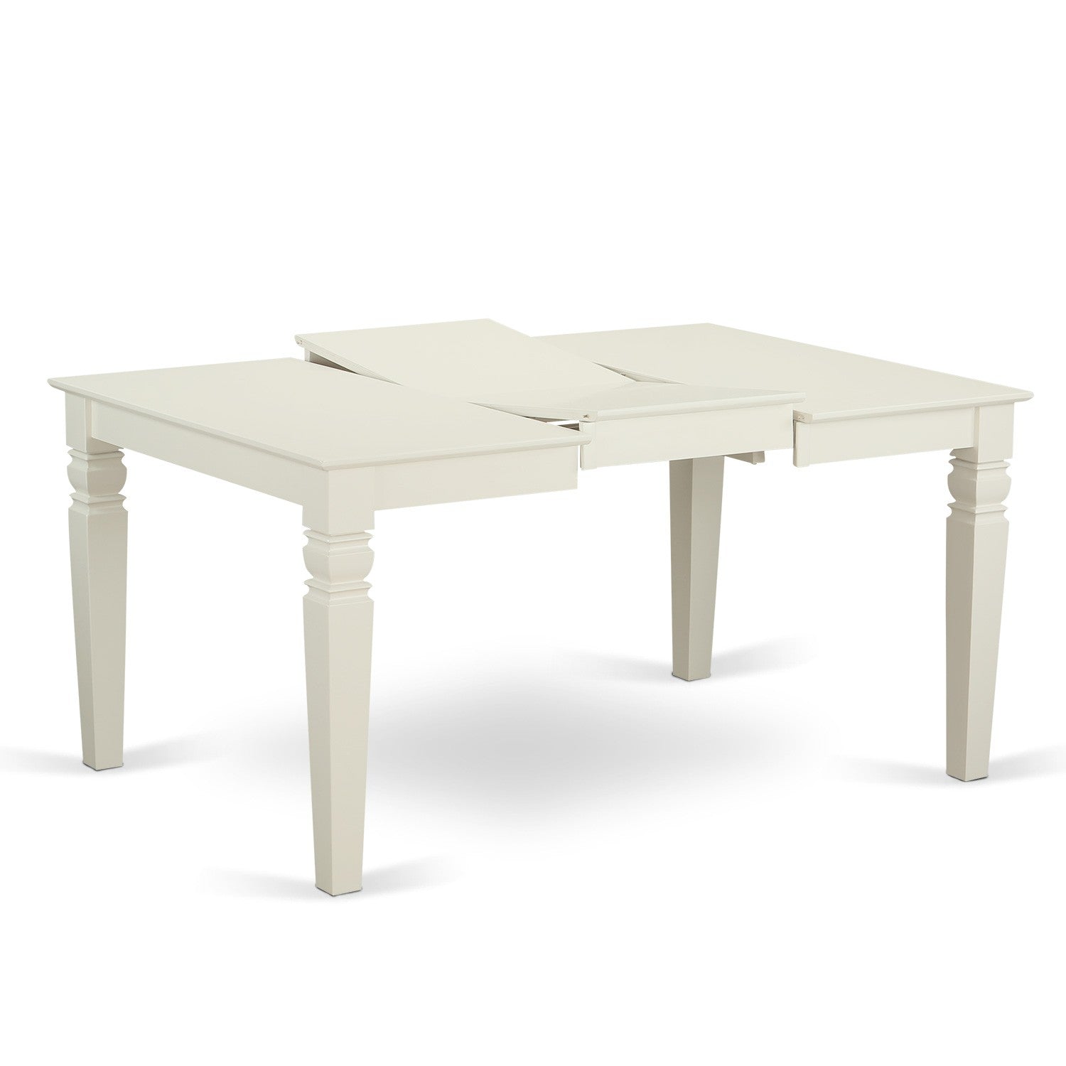 WEAB5-LWH-02 5Pc Rectangle 42/60 Inch Kitchen Table With 18 In Self Storing Butterfly Leaf And Four Parson Chair With Linen White Leg And Linen Fabric Light Beige