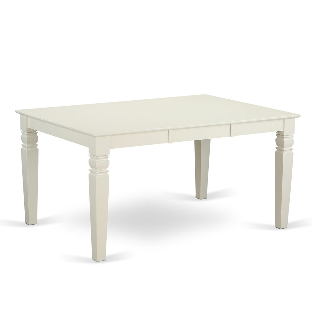 East West Furniture WECE7-WHI-15 7 Piece Dining Table Set Consist of a Rectangle Wooden Table with Butterfly Leaf and 6 Baby Blue Linen Fabric Upholstered Chairs