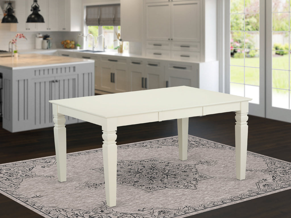 East West Furniture WET-WHI-TL Weston Modern Kitchen Table - a Rectangle Dining Table Top with Butterfly Leaf & Stylish Legs, 42x60 Inch, Linen White