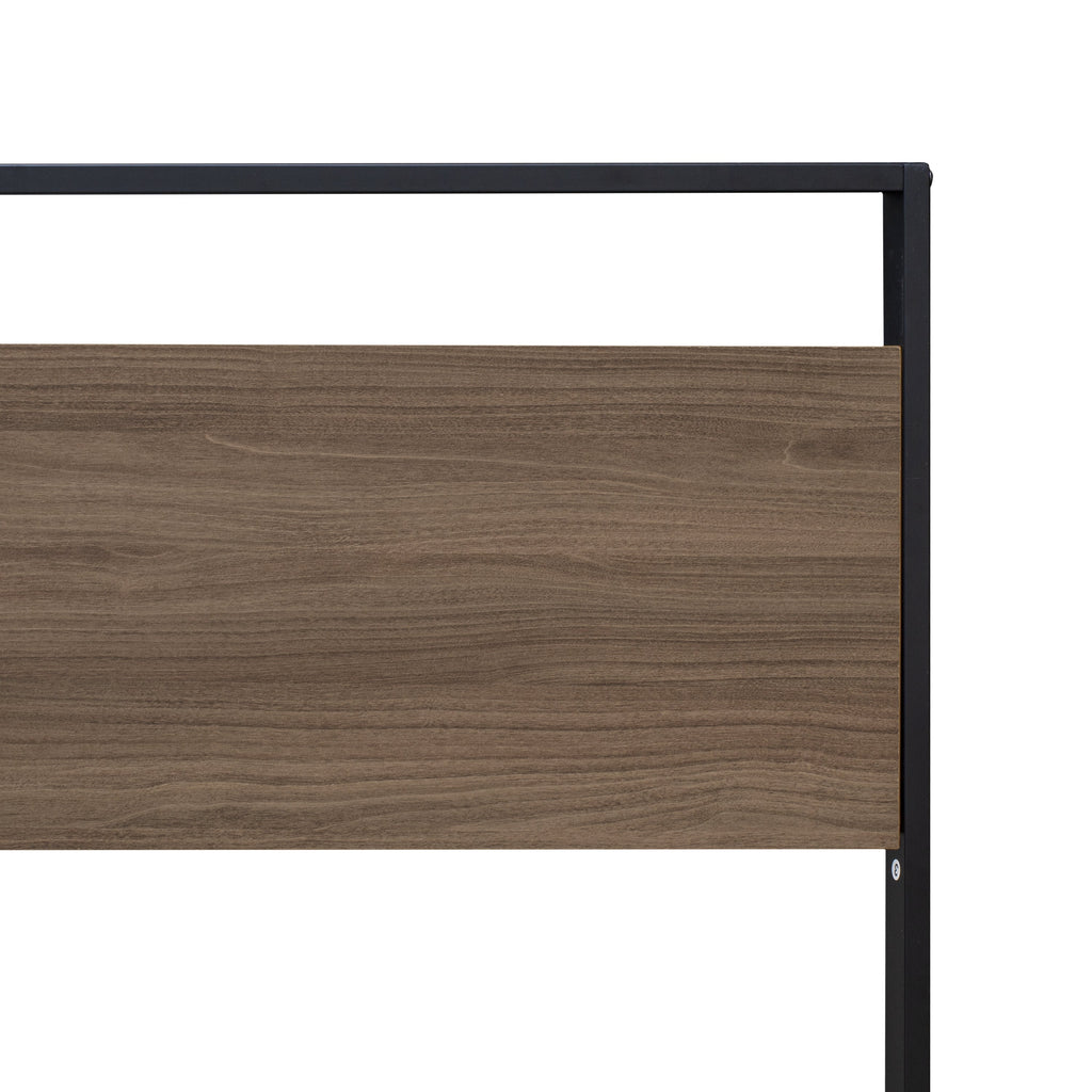 East West Furniture WIQBB03 Wilson Queen Frame with 3 Supporting Legs - High-class Bed Frame in Powder Coating Black Color and Weathered Wood Laminate