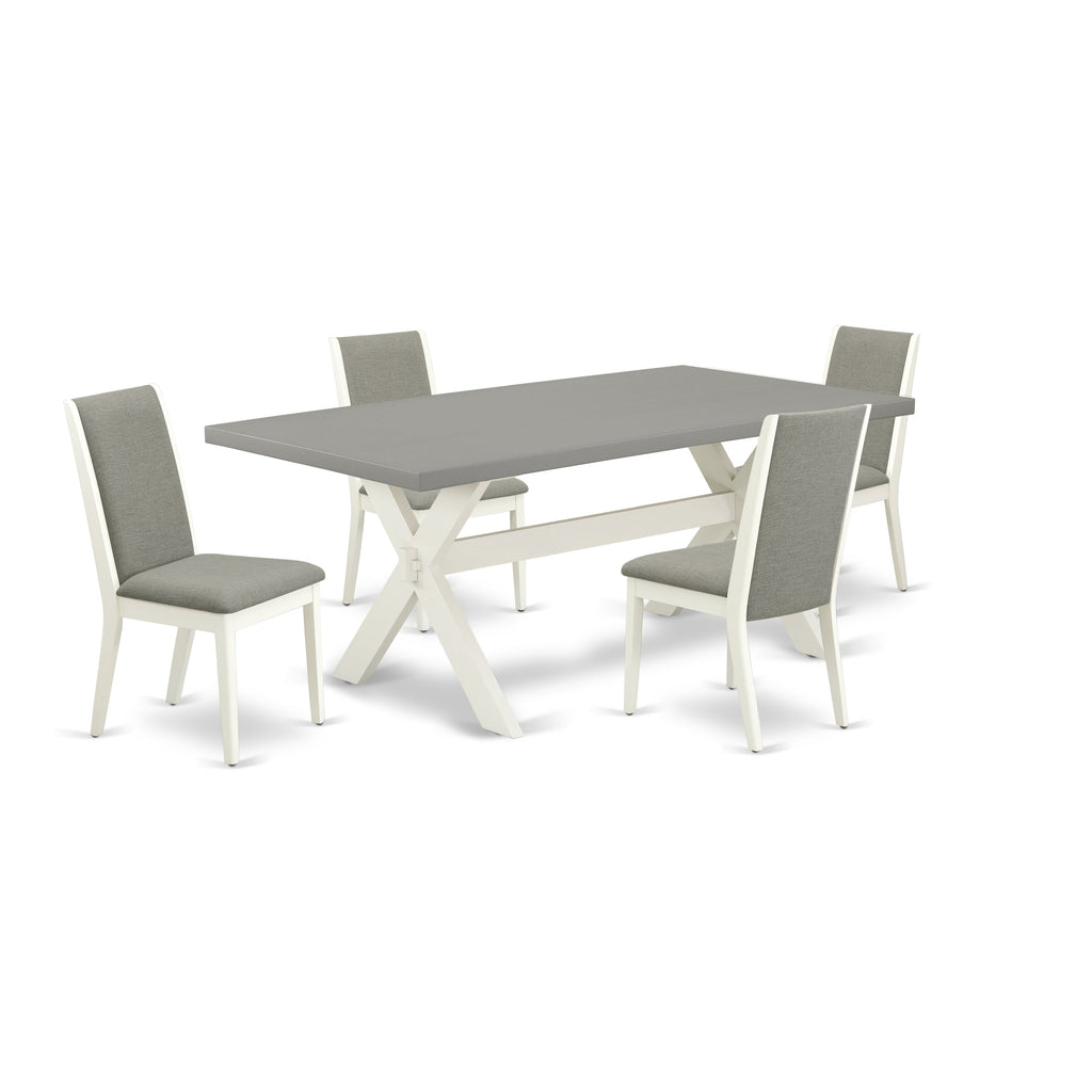 East West Furniture X097LA206-5 5 Piece Dinette Set for 4 Includes a Rectangle Dining Room Table with X-Legs and 4 Shitake Linen Fabric Parson Dining Chairs